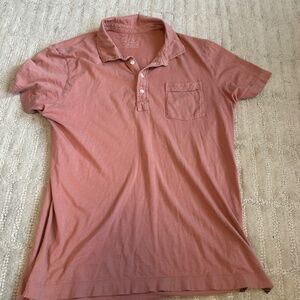 Billy Reid Pensacola Polo, Medium, Garment Dyed Organic Cotton, Orange